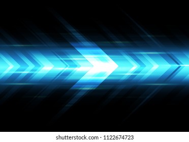 Abstract blue light arrow speed power technology futuristic background vector illustration.