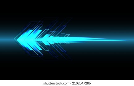 Abstract blue light arrow speed technology on black design modern futuristic background vector illustration.