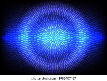 Abstract blue light background. Geometric pattern on glowing screen