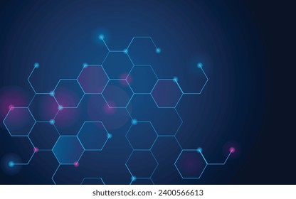 Abstract blue light background. Geometry, connecting line dot. Crypto Blockchain, Big data visualization, Digital money, futuristic technology concept. For poster, cover, banner. Vector EPS10