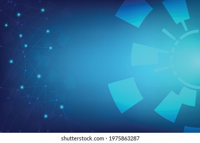Abstract Blue light background with line and dot connection on cyber space. Network data structure system of business. Blank space template for presentation and design.
