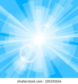 Abstract blue light background with rays. Vector eps10 illustration