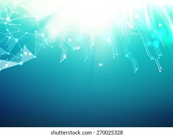 Abstract blue light background for science design. Vector illustration.