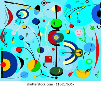 Abstract blue light  background, style surrealist painter