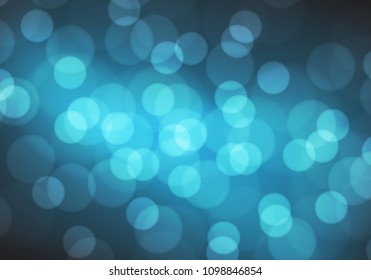 Abstract blue light bokeh blur background vector illustration.