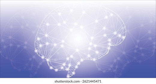 Abstract blue light brain background for science design. Vector illustration.