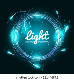 Abstract blue light circles background. Vector illustration.
