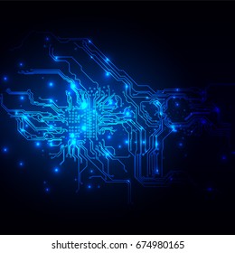 Abstract blue light circuit background technology. illustration vector design