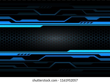 Abstract blue light circuit on black with hexagon mesh design modern futuristic technology  background vector illustration.