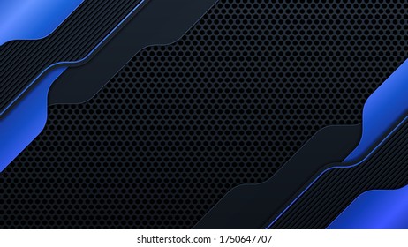 Abstract blue light circuit on black mesh design modern futuristic technology background vector illustration.