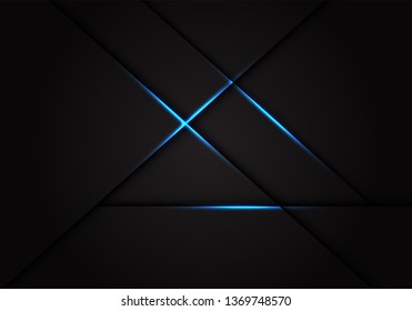 Abstract blue light cross line shadow on dark grey design modern luxury background vector illustration.