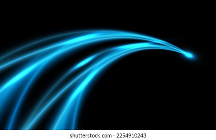 Abstract blue light curve speed on black design modern futuristic technology background vector illustration.