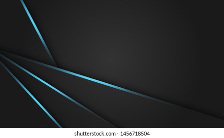 Abstract blue light dark grey metallic overlap background. Luxury bright blue lines modern futuristic background vector illustration.