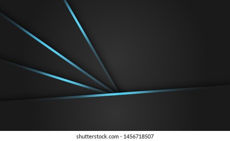 Abstract blue light dark grey metallic overlap background. Luxury bright blue lines modern futuristic background vector illustration.