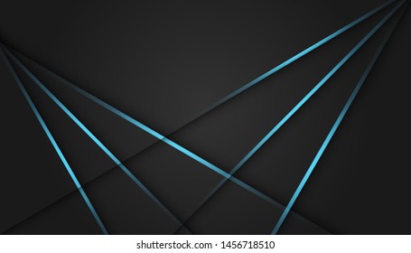 Abstract blue light dark grey metallic overlap background. Luxury bright blue lines modern futuristic background vector illustration.