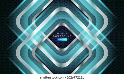 Abstract blue light dark grey metallic overlap design