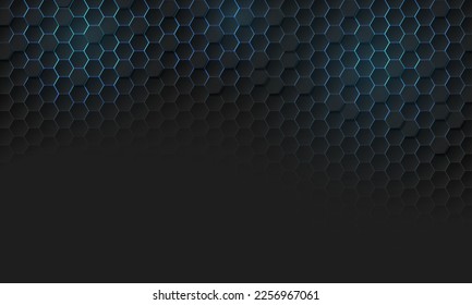 Resumen azul claro oscuro hexagón hexágono 3d patrón geométrico con diseño de espacio en blanco tecnología moderna fondo vectorial futurista