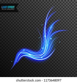 Abstract Blue Light Effect with line swirl vector transparent