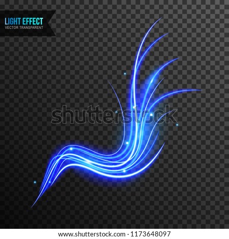 Abstract Blue Light Effect with line swirl vector transparent