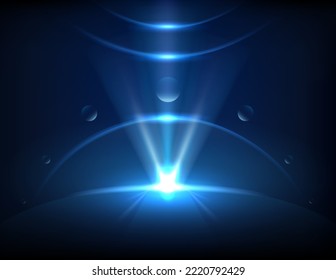 Abstract blue light effect with planet. vector illustration