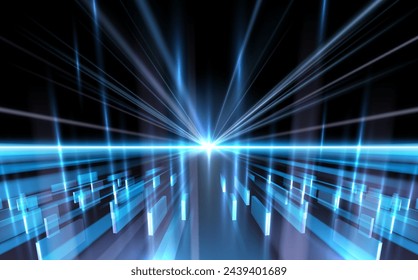 Abstract blue light effect with rays