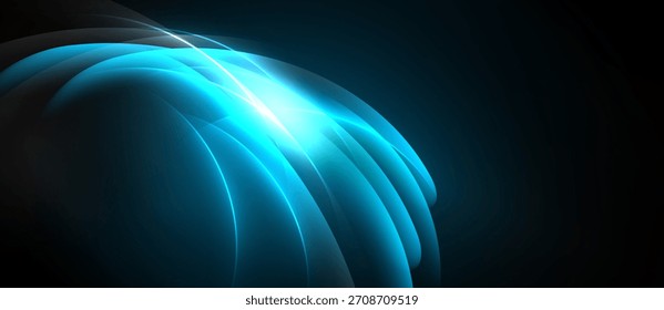 La luz azul Abstractas forma Formas curvas. El resplandor brillante emana del centro, desvaneciéndose en la oscuridad. Los Gradientes suaves crean un efecto visual dinámico.
