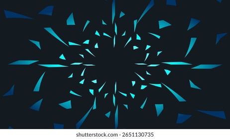Abstracte blauwe lichtfragmenten op zwarte achtergrond met dynamische beweging