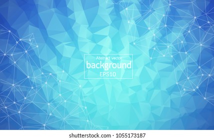 Abstract Blue Light Geometric Polygonal background molecule and communication. Connected lines with dots. Concept of the science, chemistry, biology, medicine, technology.