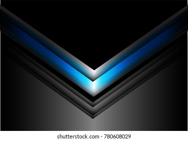 Abstract blue light gray arrow on black design modern futuristic background vector illustration.