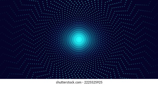 Abstract blue light halftone dots background. Minimal optical design template. Vector, 2022-2023