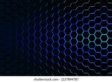 Abstract blue light hexagon line background