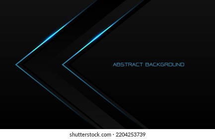 Abstract blue light line arrow direction on black metal with blank space design modern luxury futuristic technology background vector illustration.