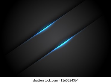 Abstract blue light line banner shadow on black blank space design modern futuristic technology background vector illustration.