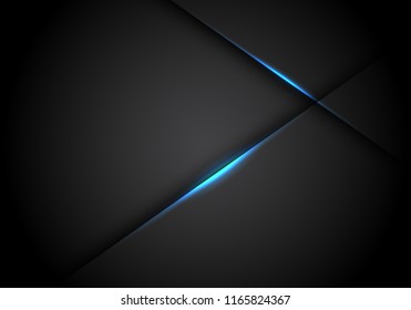 Abstract blue light line cross shadow on black blank space design modern futuristic technology background vector illustration.