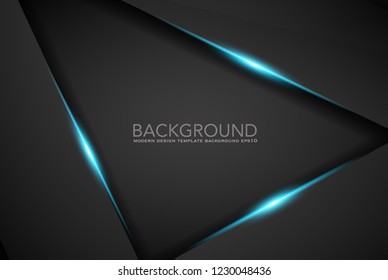 Abstract blue light line cross shadow on black blank space design modern futuristic technology background vector illustration.