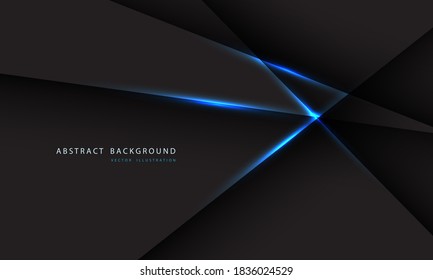 Resumen de la línea azul de luz sobre el polígono gris oscuro geométrico con texto simple sobre el diseño del espacio en blanco diseño moderno de tecnología futurista de lujo ilustración vectorial de fondo.