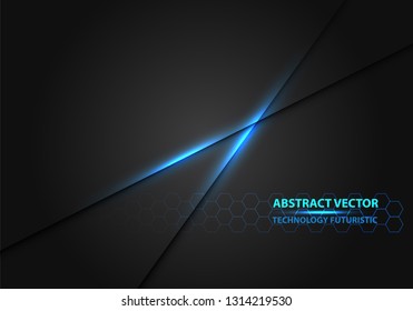 Abstract blue light line power on black shadow design modern luxury futuristic background vector illustration.