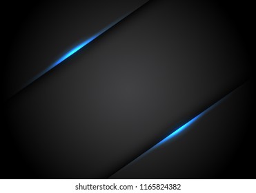 Abstract blue light line shadow on black blank space design modern futuristic technology background vector illustration.