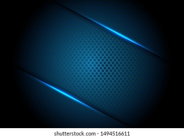 Abstract blue light line shadow on dark circle mesh design modern luxury futuristic technology industrial background vector illustration.