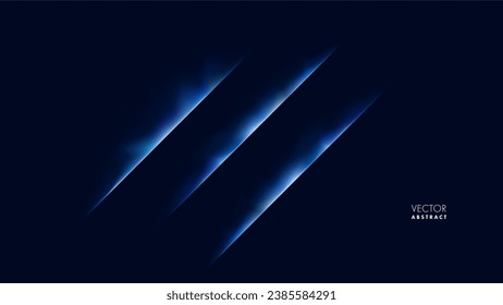 Abstract Blue Light Line Slashes on Dark Background. Vector Illustration.