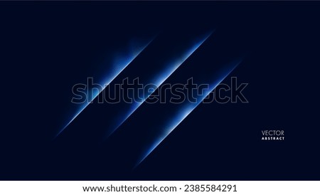 Abstract Blue Light Line Slashes on Dark Background. Vector Illustration.