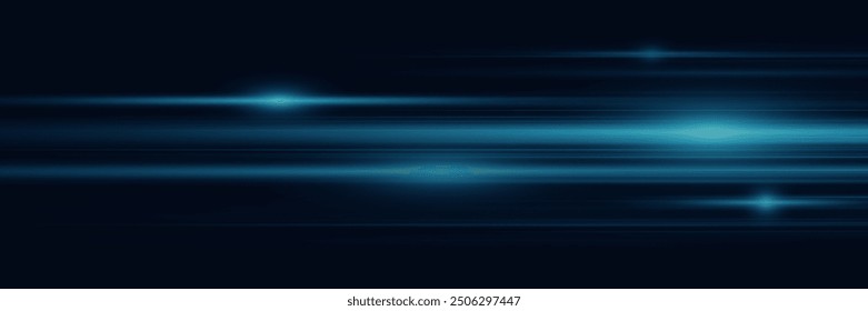 Abstractas líneas de luz azul. Tecnología de haz de luz.