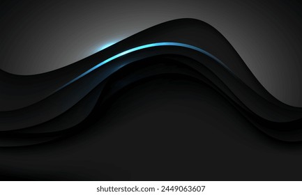 Abstract blue light lines curve black shadow overlap with blank space design modern luxury futuristic creative background vector illustration.