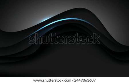Abstract blue light lines curve black shadow overlap with blank space design modern luxury futuristic creative background vector illustration.