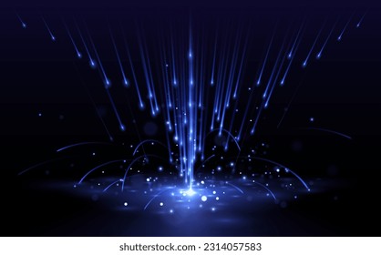 Abstract blue light motion effect with sparks
