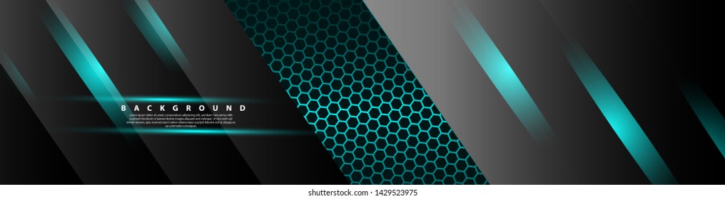 Abstract blue light on black design modern futuristic background . vector banner
