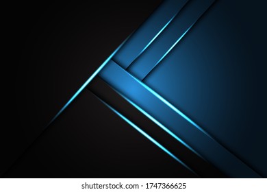 Abstract blue light on black metallic texture with simple text design modern luxury futuristic background EPS10 vector