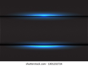 Abstract blue light on dark hexagon mesh design modern futuristic luxury background vector illustration.