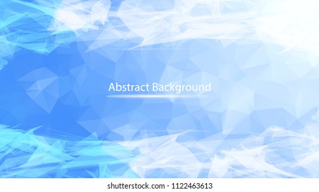Abstract Blue Light polygonal surface background. Low poly mesh design with connecting dot and line. Connection triangle structure. Vector geometry futuristic decoration. Greeting card.