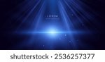 Abstract blue light ray on dark background. Technology data design. Vector illustration